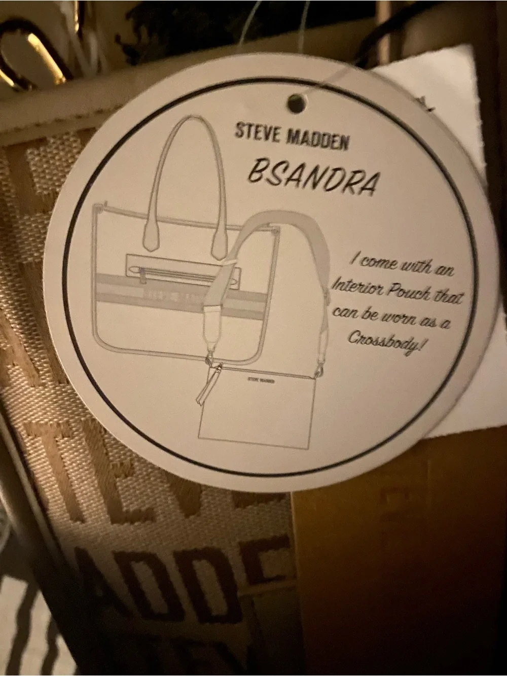 Steve Madden Tan Logo Tote Bag